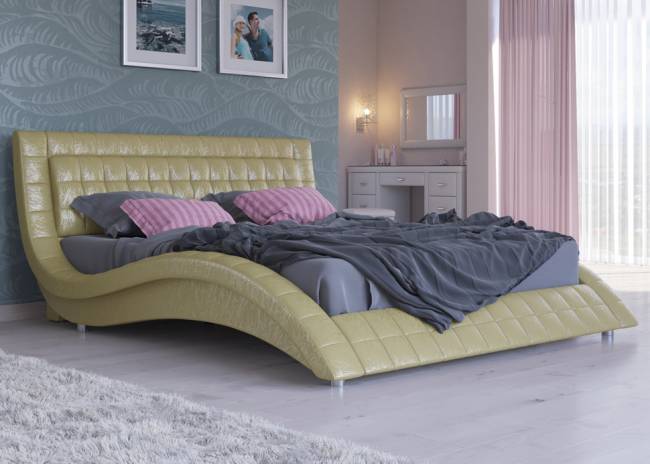 Кровать Атлантико, цвет: Экокожа Золото Кровать Атлантико, цвет: Экокожа Золото