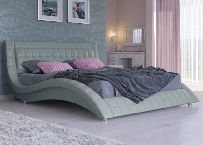 Кровать Атлантико, цвет: Экокожа Серая Кровать Атлантико, цвет: Экокожа Серая