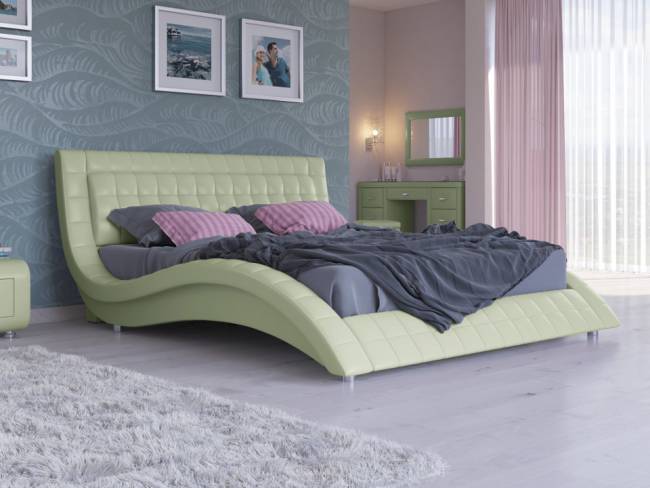 Кровать Атлантико, цвет: Экокожа Зеленое яблоко Кровать Атлантико, цвет: Экокожа Зеленое яблоко