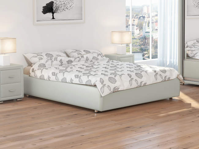 Кровать Como 1 Base, цвет: Экокожа Кайман белый Кровать Como 1 Base, цвет: Экокожа Кайман белый